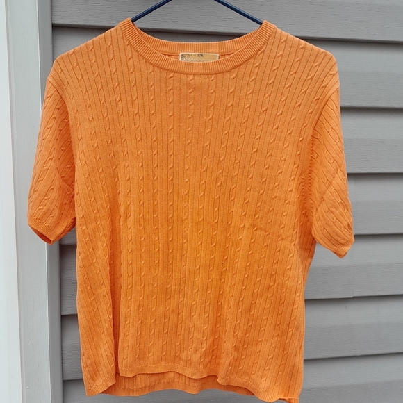Bobby Chan Silk Cotton Womens XL Orange Cable Knit Women's Top - Picture 1 of 6
